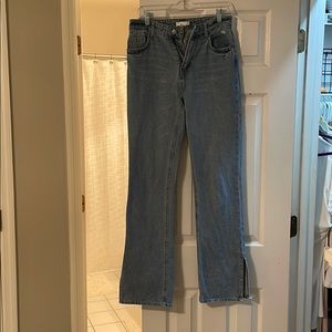 H&M straight high split jeans